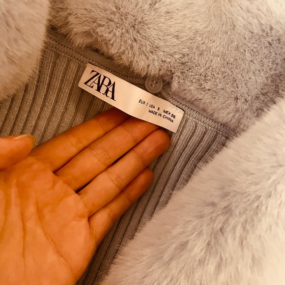 Zara Faux fur ribbed cardigan - Picture 6 of 7